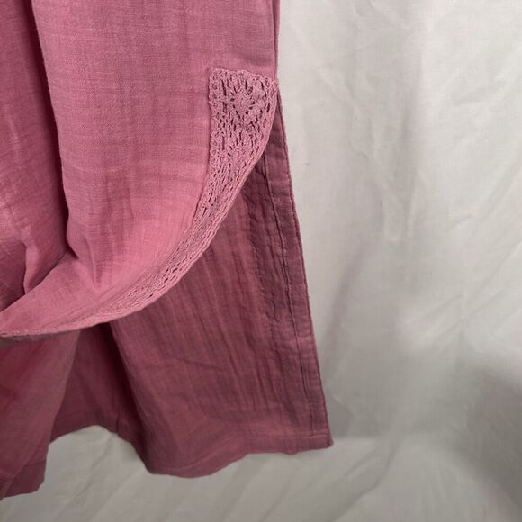 New Ashley Stewart Pants Women's 18 20 Pink Pull On Wide Leg Slit 100% Cotton - Picture 4 of 10